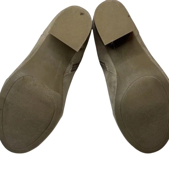 APT 9 Women's Tan Suede Peep Toe Ankle Booties Stacked Heel Side Zip Sz 8 - Picture 7 of 7